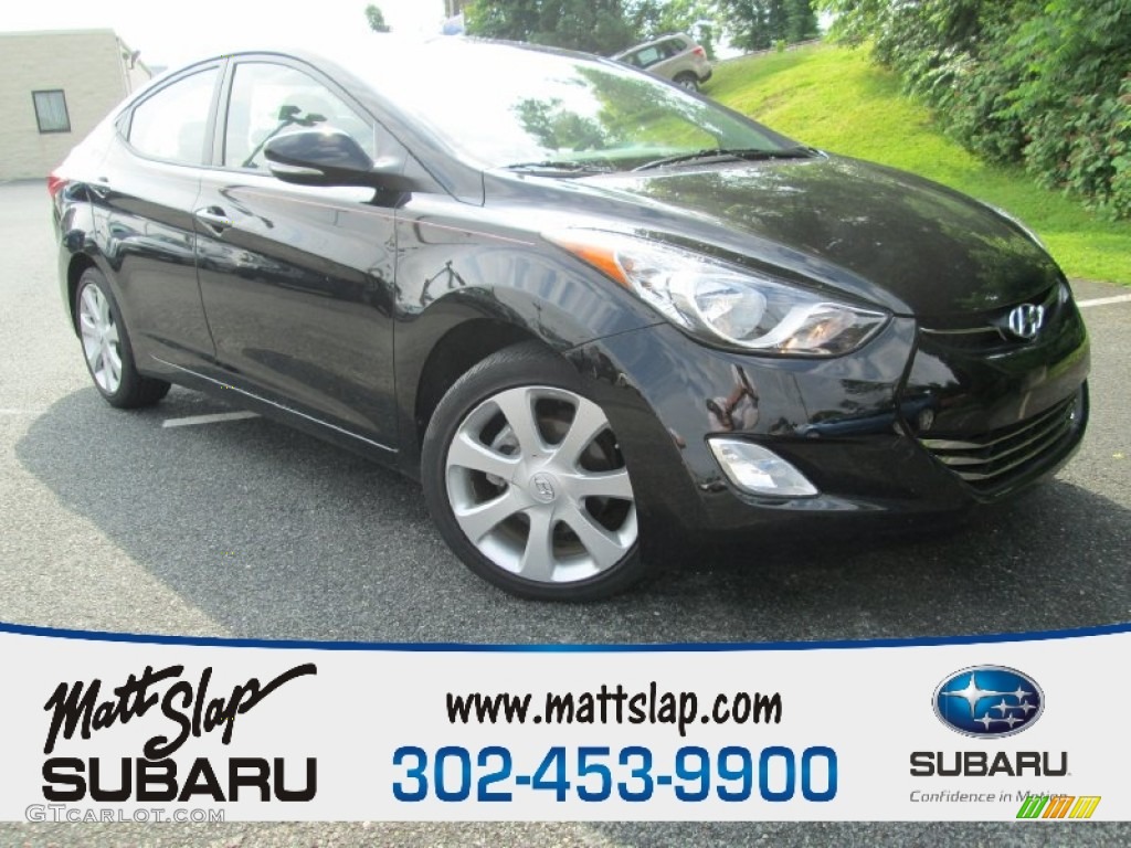 2012 Elantra Limited - Midnight Black / Gray photo #1