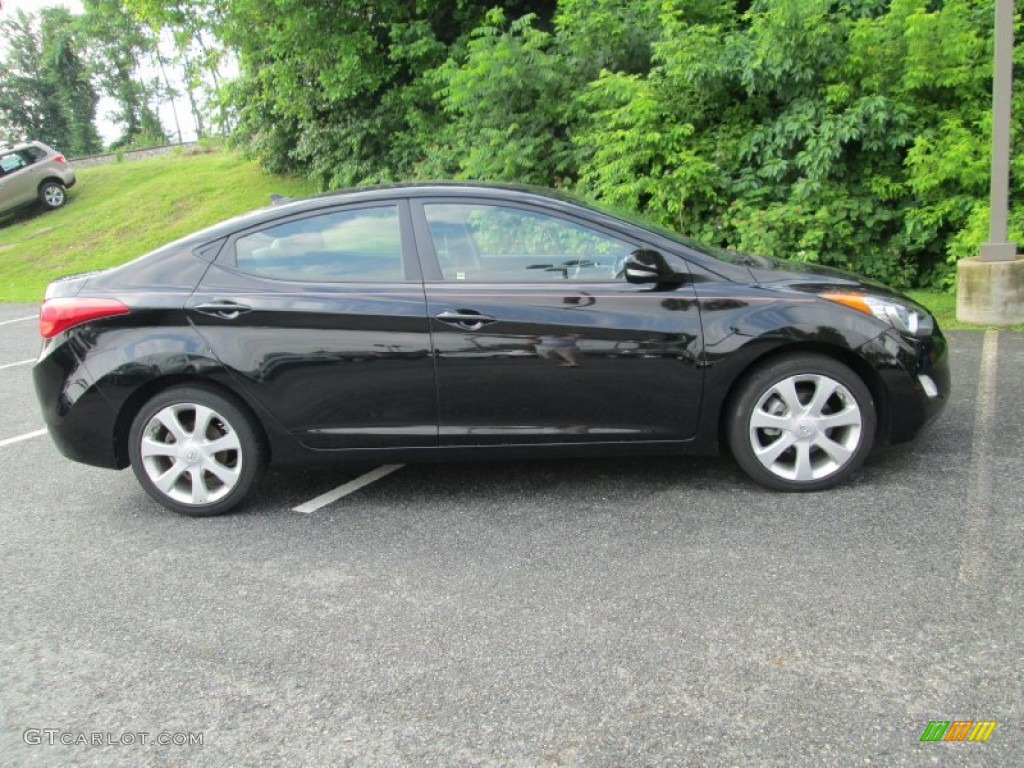 2012 Elantra Limited - Midnight Black / Gray photo #5