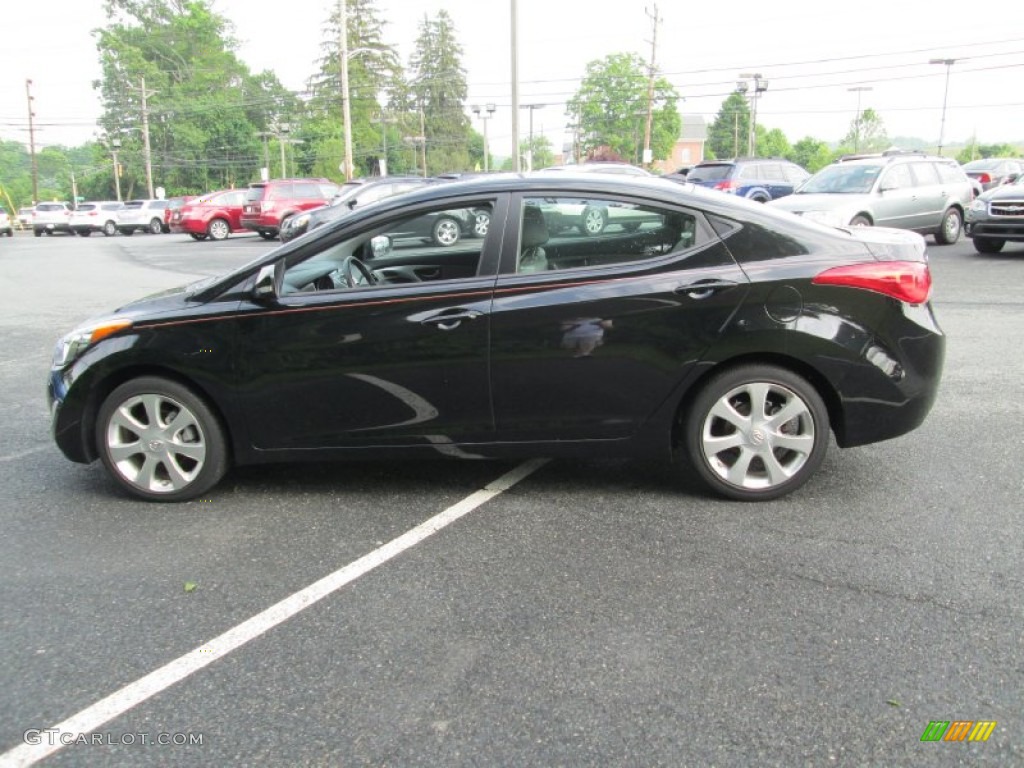 2012 Elantra Limited - Midnight Black / Gray photo #9