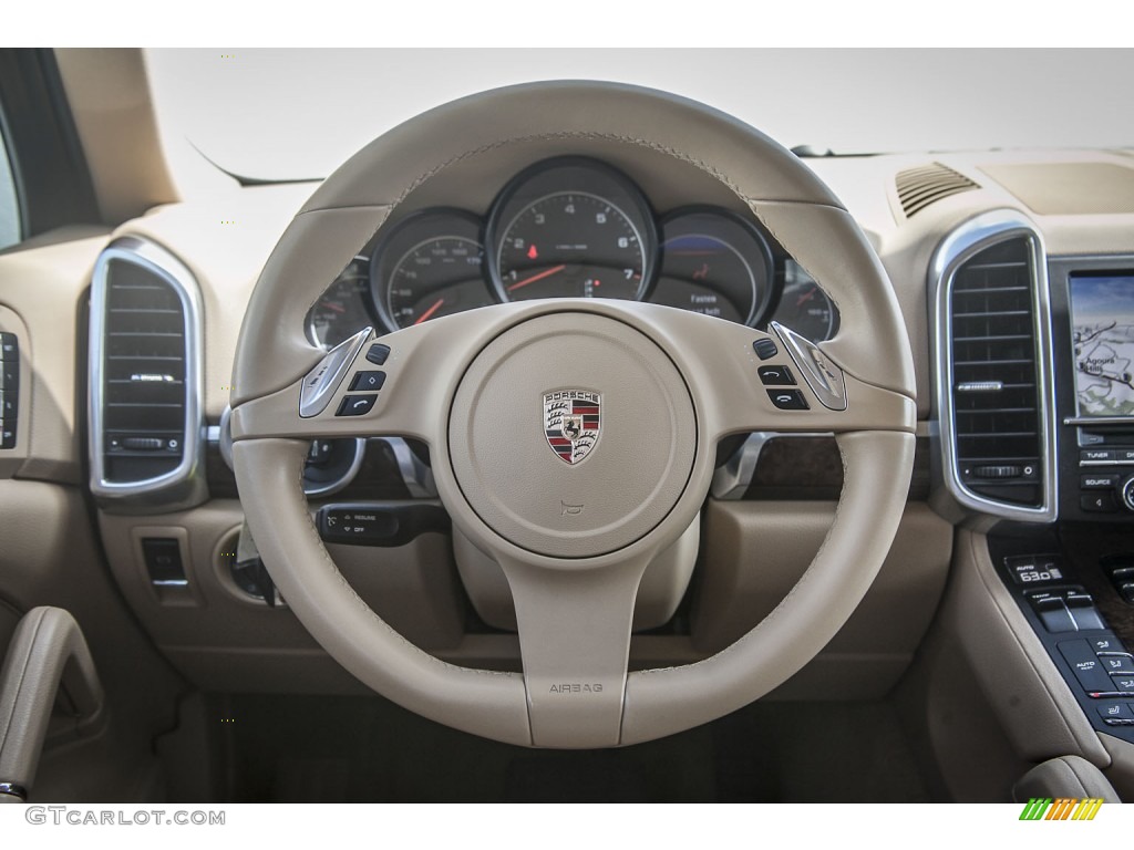 2011 Porsche Cayenne Standard Cayenne Model Luxor Beige Steering Wheel Photo #94396502