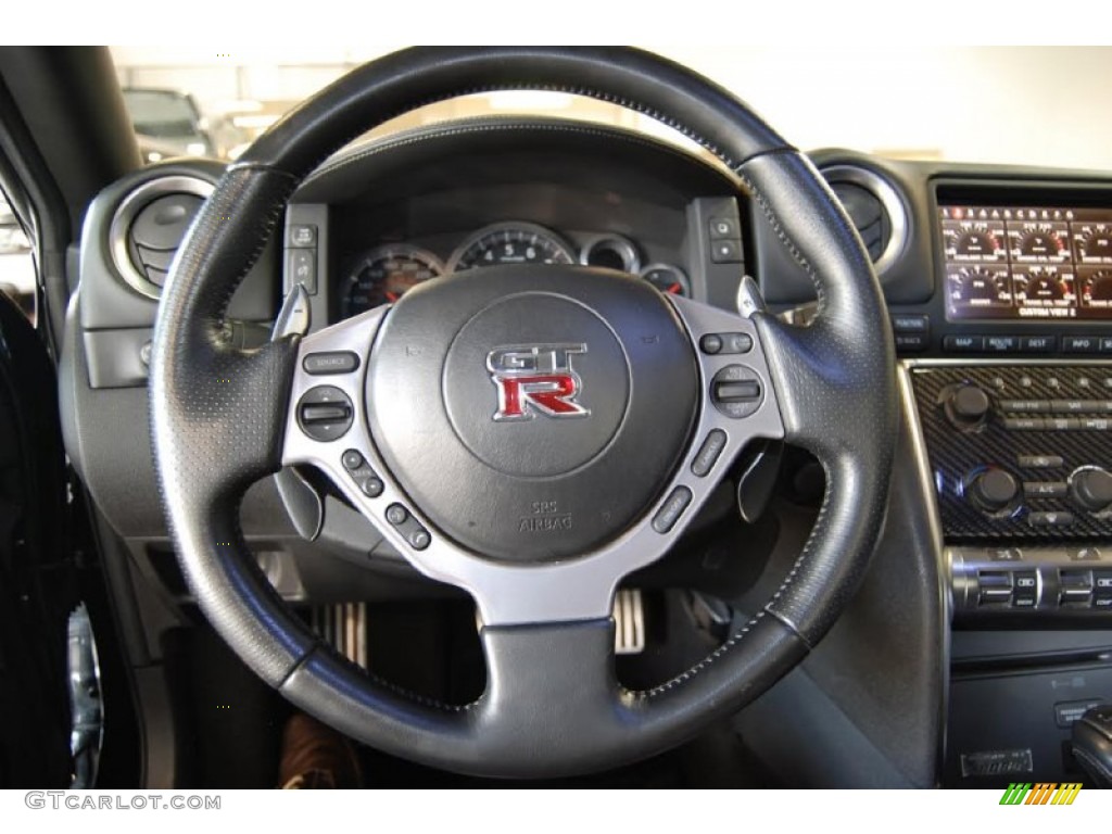 2009 Nissan GT-R Premium Black Steering Wheel Photo #94398989