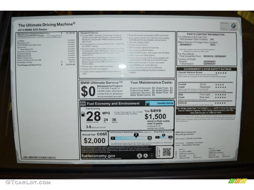 2014 3 Series 320i Sedan - Jet Black / Black photo #5
