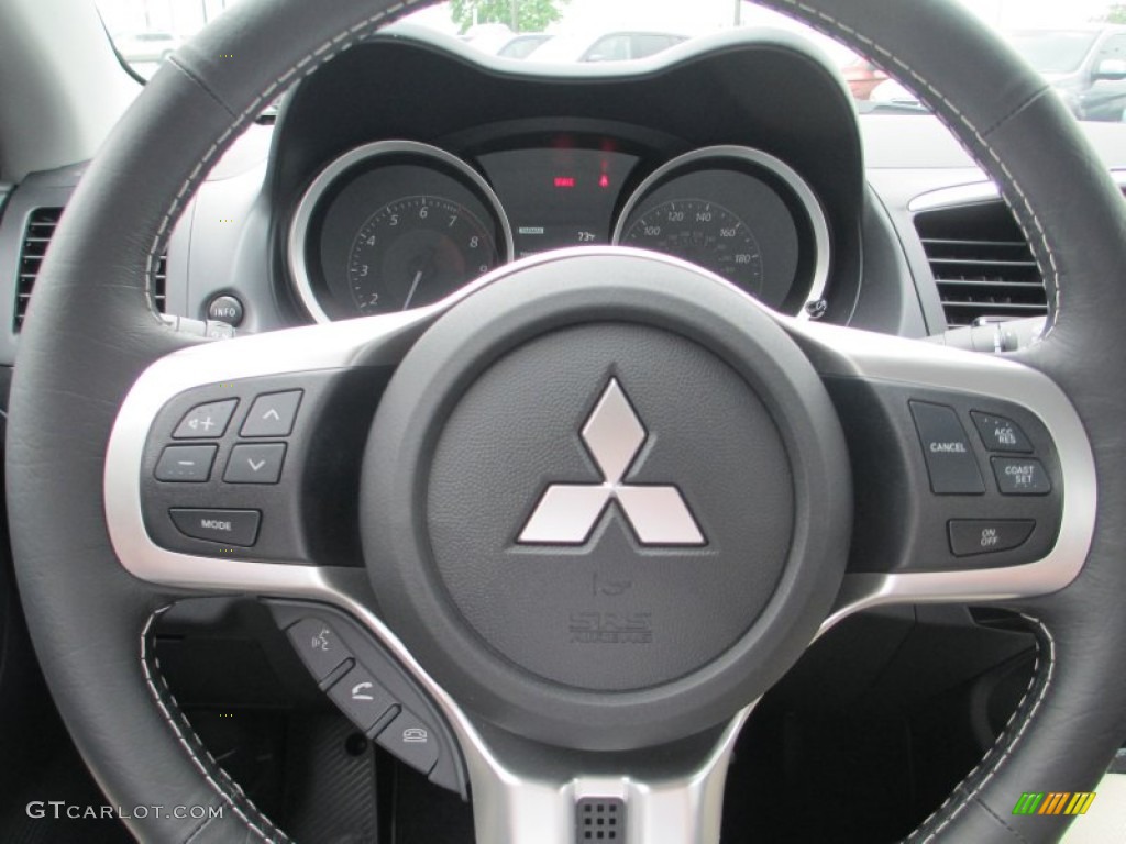 2014 Mitsubishi Lancer Evolution MR Black Steering Wheel Photo #94405451