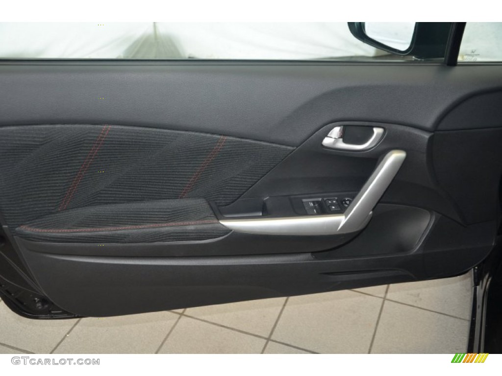 2014 Honda Civic Si Coupe Black/Red Door Panel Photo #94409805