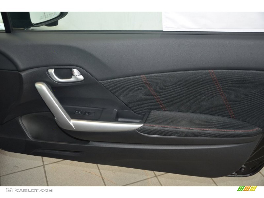 2014 Honda Civic Si Coupe Black/Red Door Panel Photo #94410077