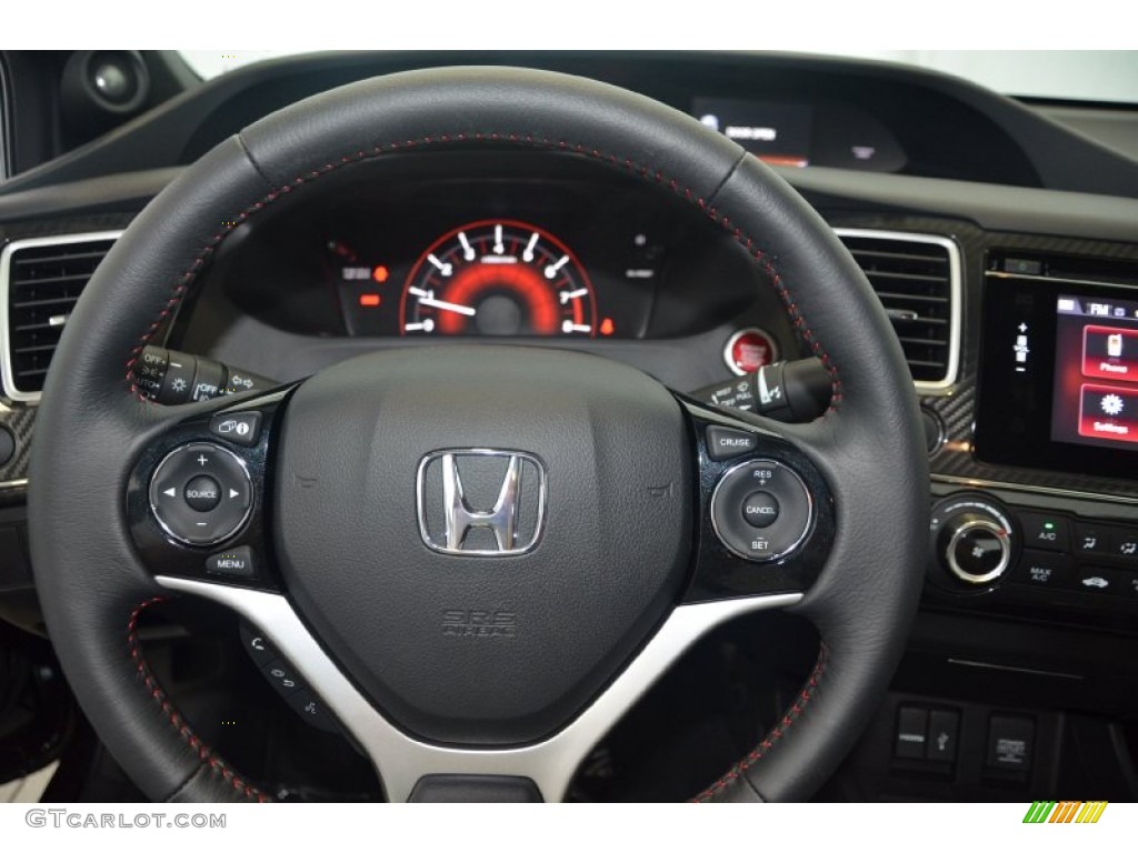 2014 Honda Civic Si Coupe Black/Red Steering Wheel Photo #94410176