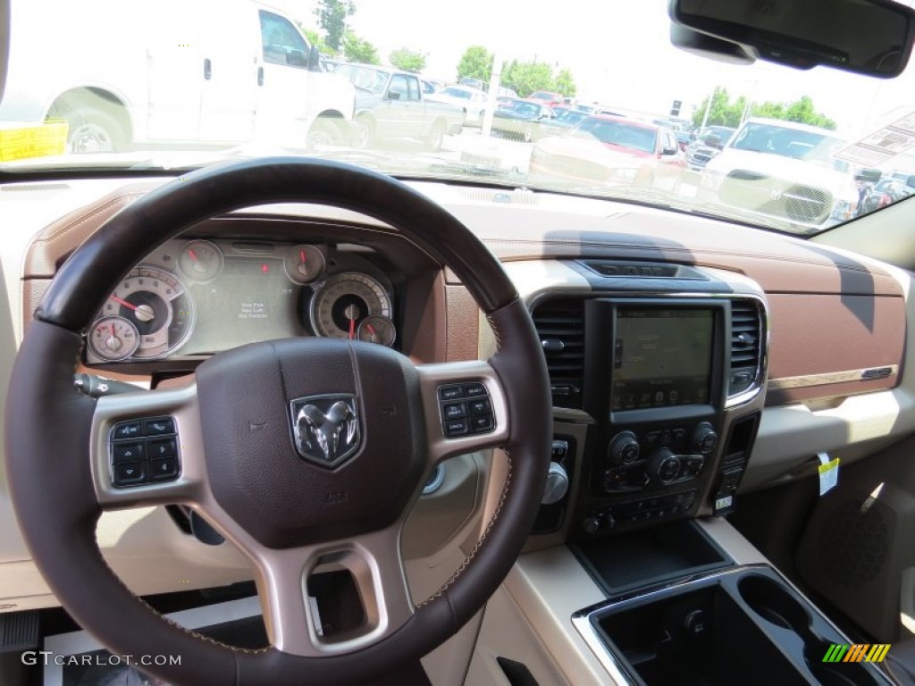 2014 1500 Laramie Longhorn Crew Cab 4x4 - Black / Longhorn Canyon Brown/Light Frost photo #8