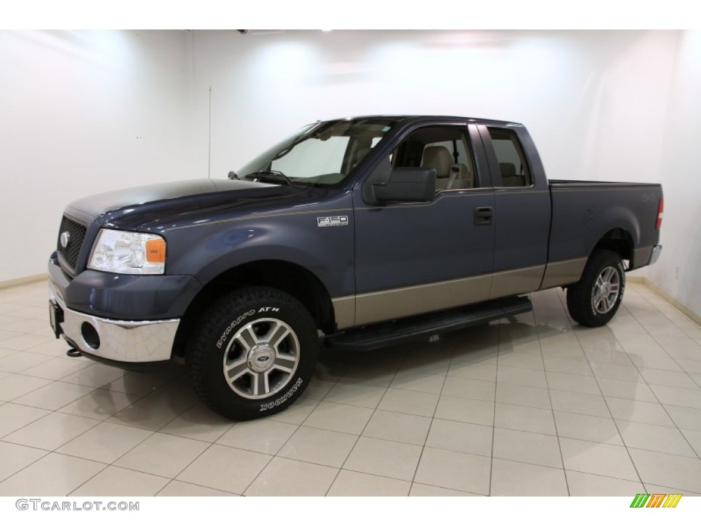 2006 F150 XLT SuperCab 4x4 - Medium Wedgewood Blue Metallic / Tan photo #3