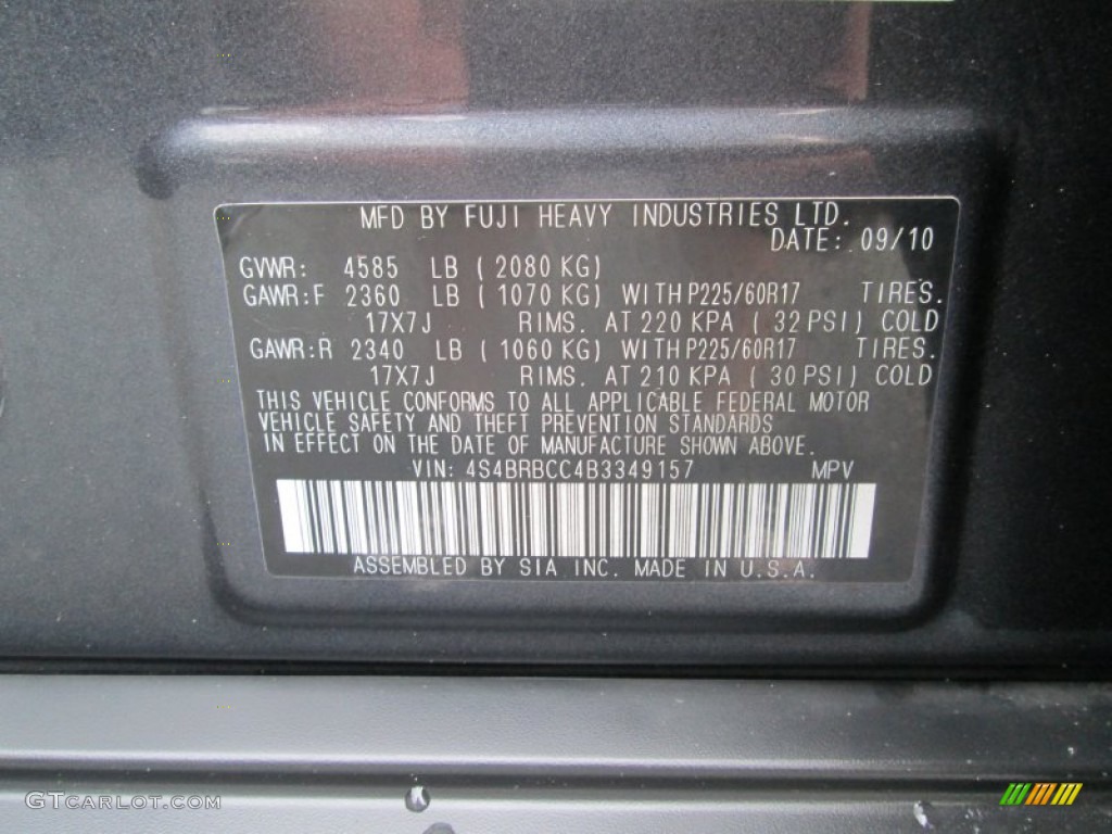 2011 Outback 2.5i Premium Wagon - Graphite Gray Metallic / Off Black photo #28