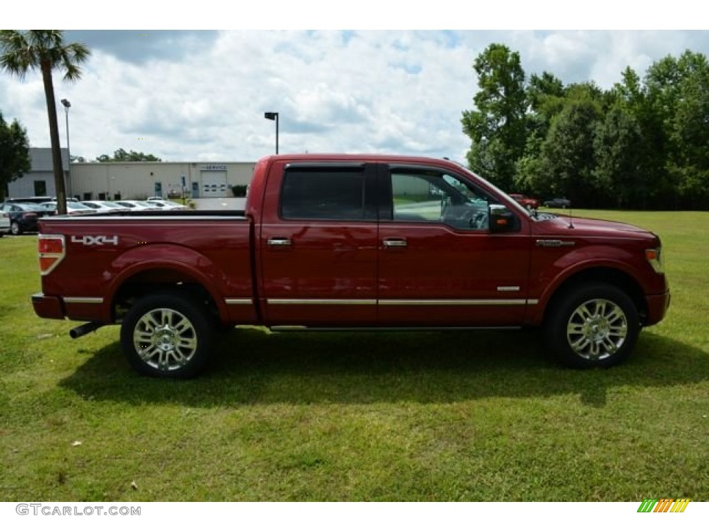 2013 F150 Platinum SuperCrew 4x4 - Ruby Red Metallic / Platinum Unique Pecan Leather photo #4