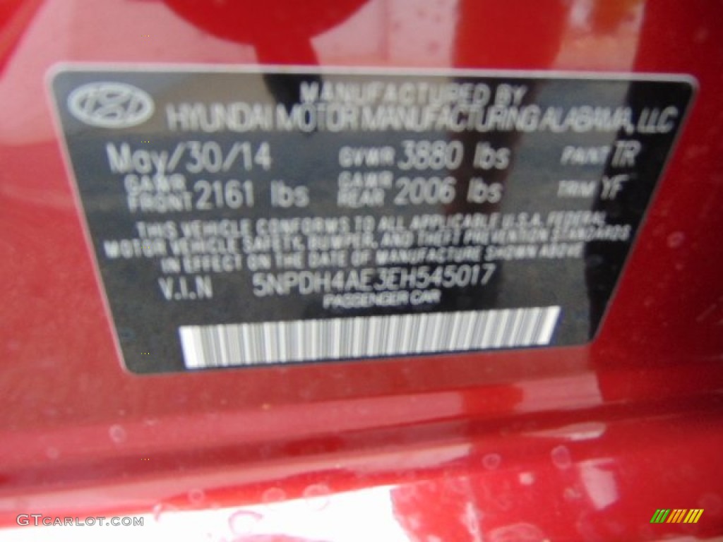 2014 Elantra SE Sedan - Red / Beige photo #15