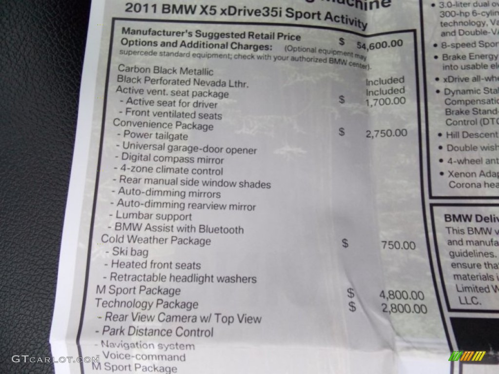 2011 BMW X5 xDrive 35i Window Sticker Photos