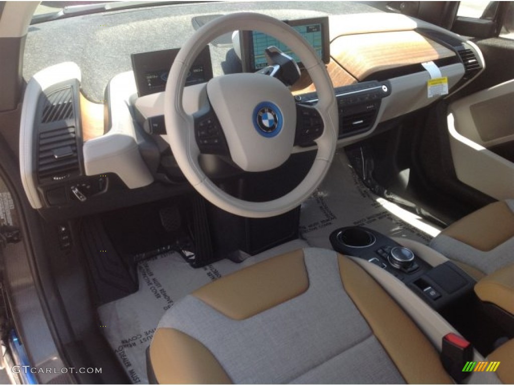Giga Cassia Natural Leather/Carum Spice Grey Wool Cloth Interior 2014 BMW i3 with Range Extender Photo #94440872