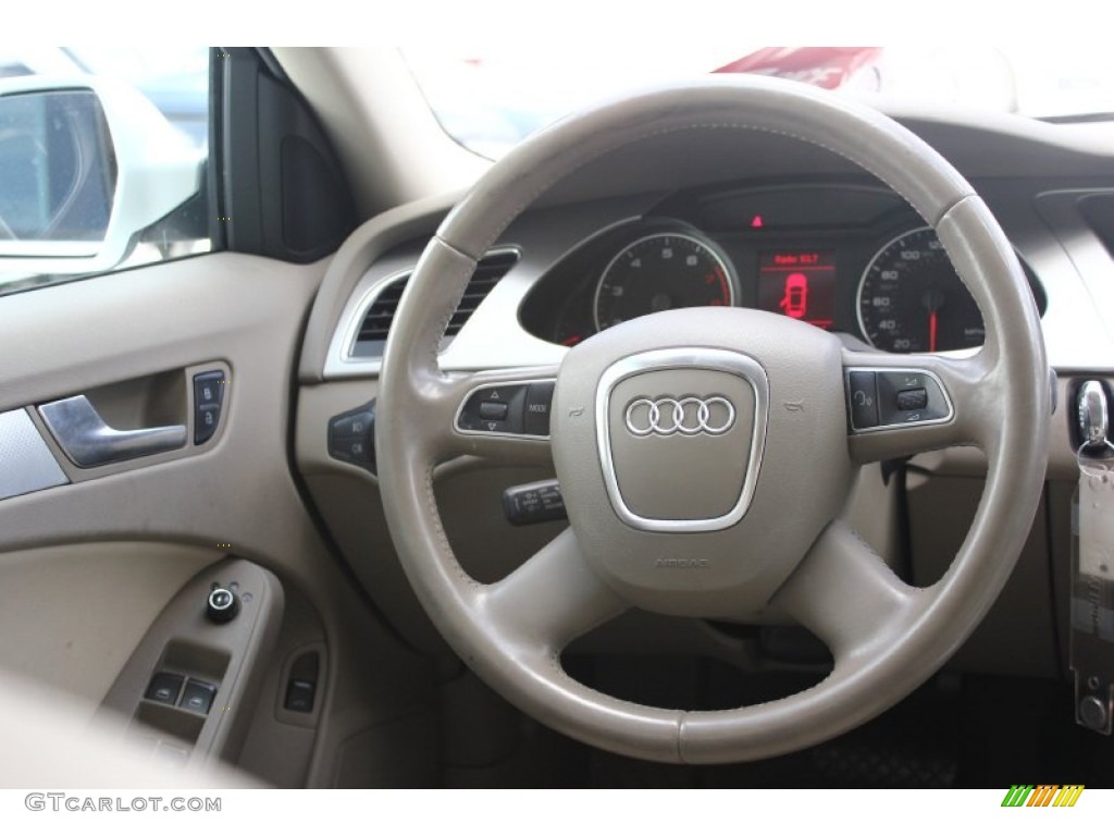 2011 Audi A4 2.0T Sedan Cardamom Beige Steering Wheel Photo #94454337