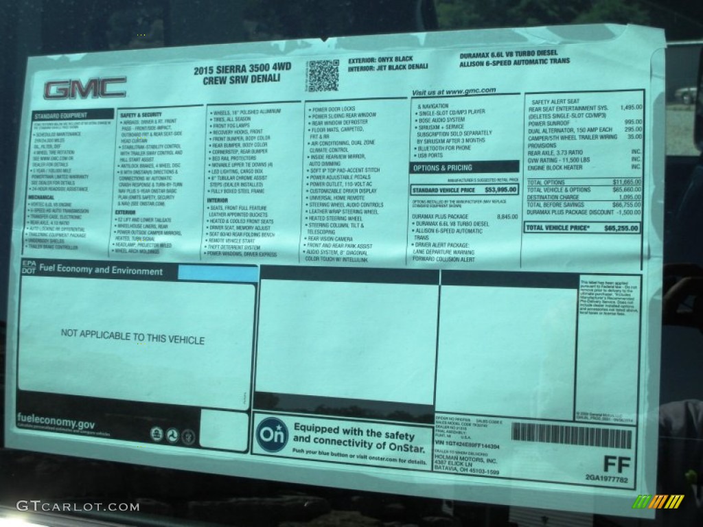 2015 GMC Sierra 3500HD Denali Crew Cab 4x4 Window Sticker Photo #94459928