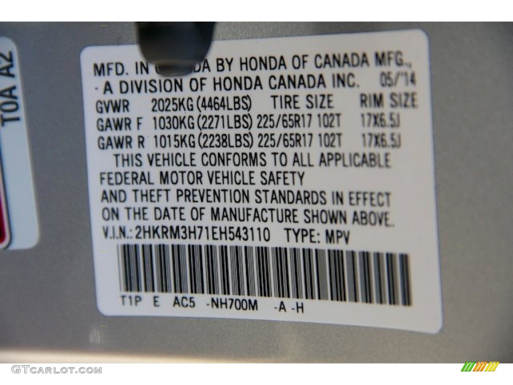 2014 CR-V EX-L - Alabaster Silver Metallic / Black photo #20
