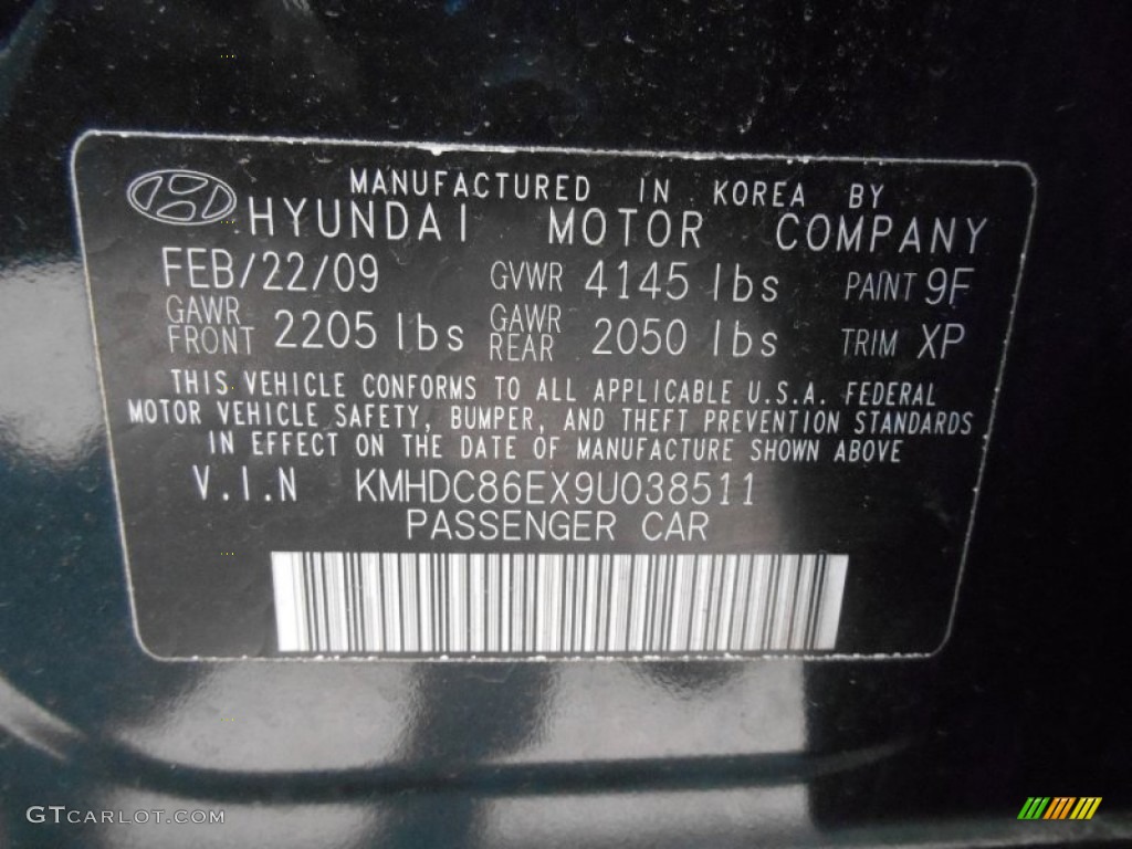 2009 Elantra Touring - Black Pearl / Black photo #22