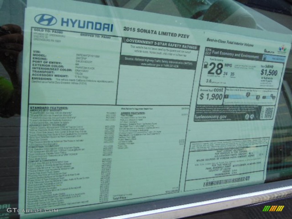 2015 Hyundai Sonata Limited Window Sticker Photo #94498989