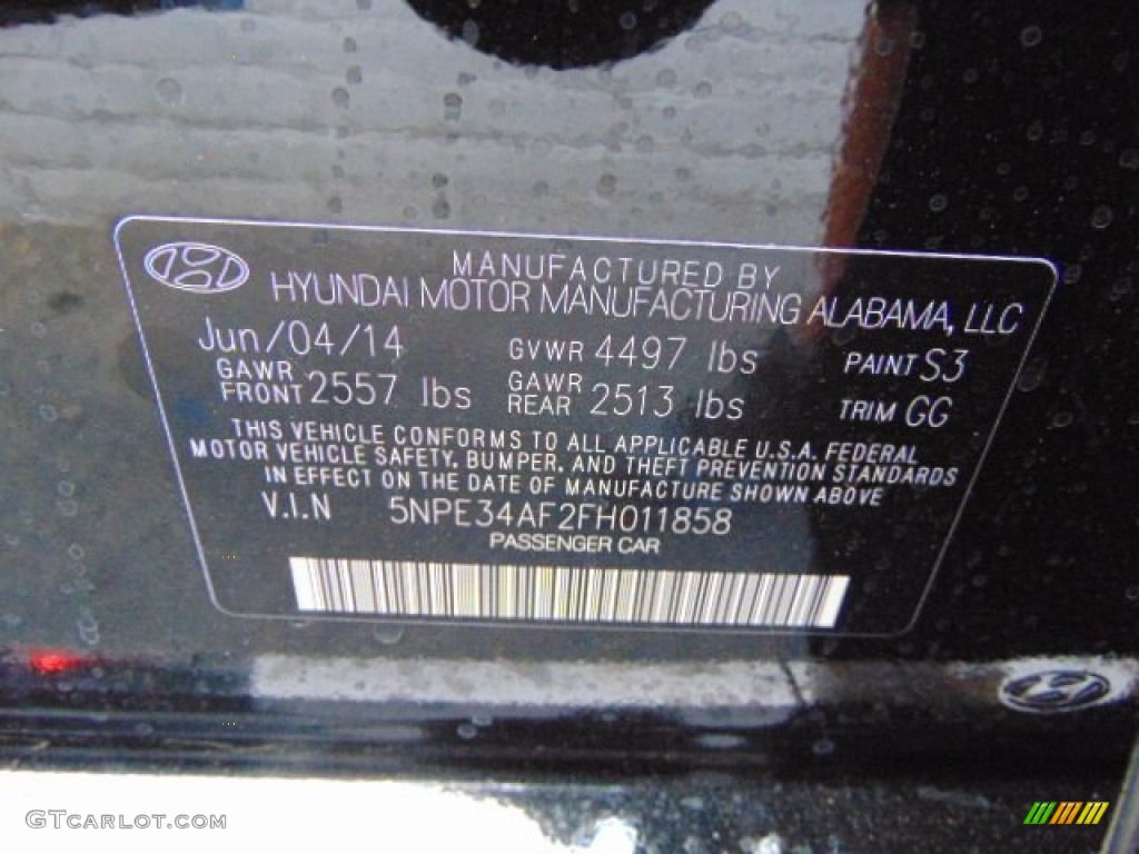 2015 Sonata Color Code S3 for Phantom Black Photo #94499286