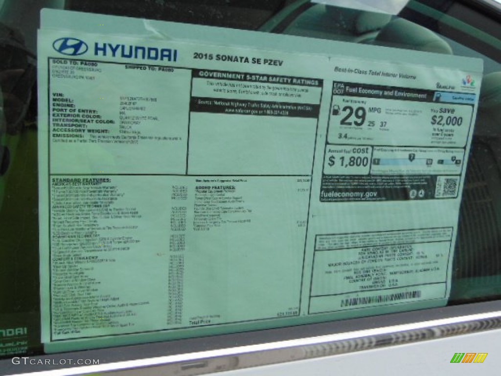 2015 Hyundai Sonata SE Window Sticker Photo #94500831