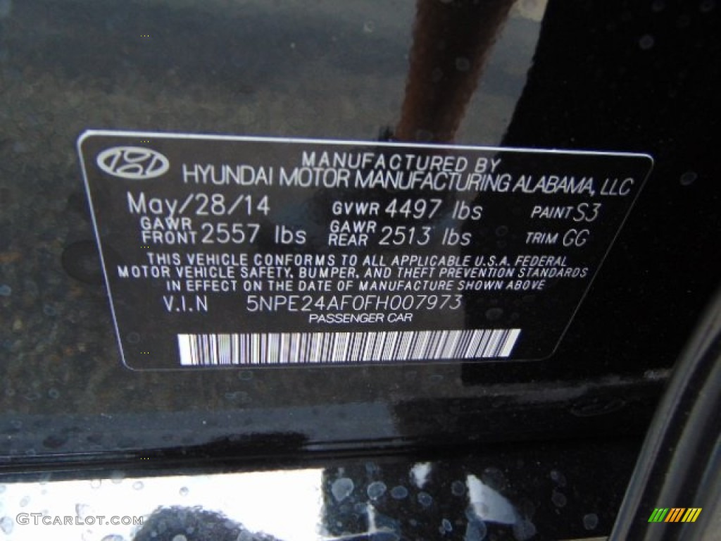 2015 Hyundai Sonata SE Color Code Photos
