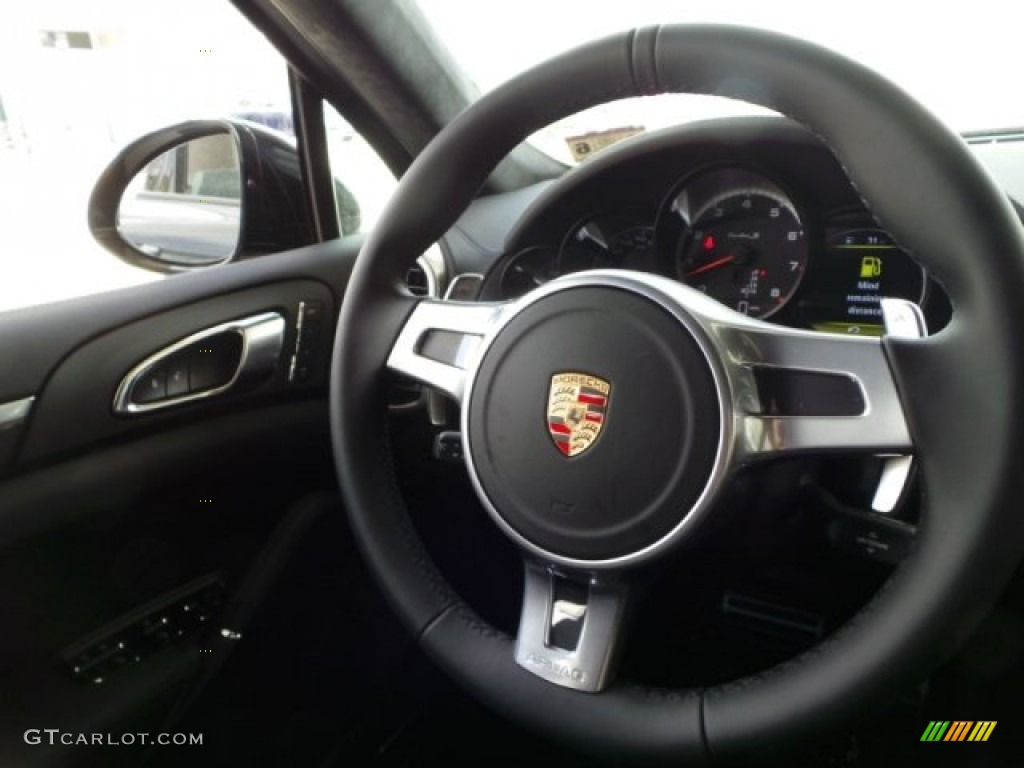 2014 Porsche Cayenne Turbo S Black Steering Wheel Photo #94522056