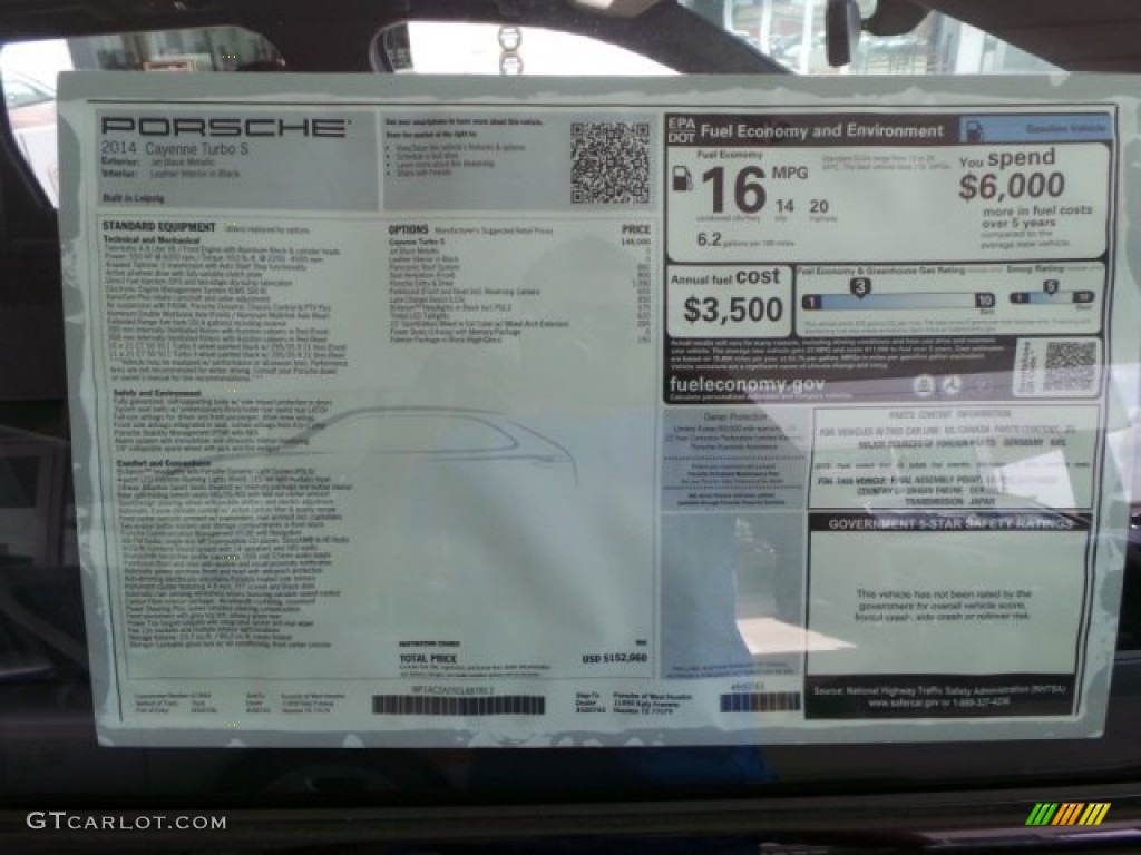 2014 Porsche Cayenne Turbo S Window Sticker Photo #94522172