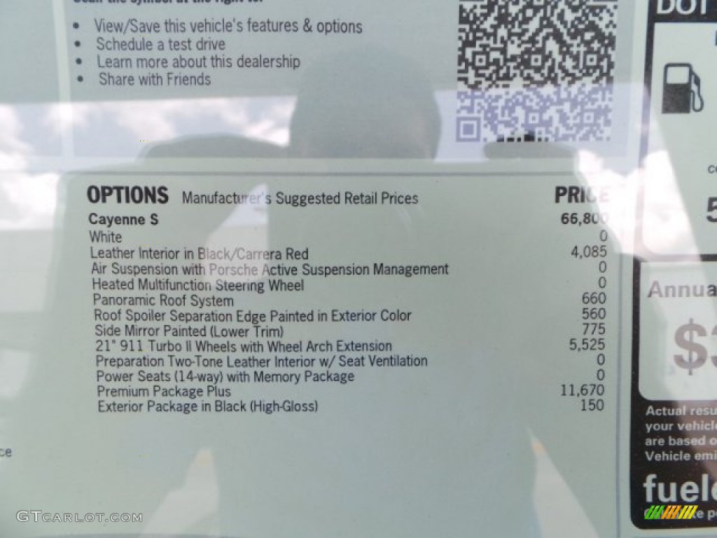 2014 Porsche Cayenne S Window Sticker Photo #94523112