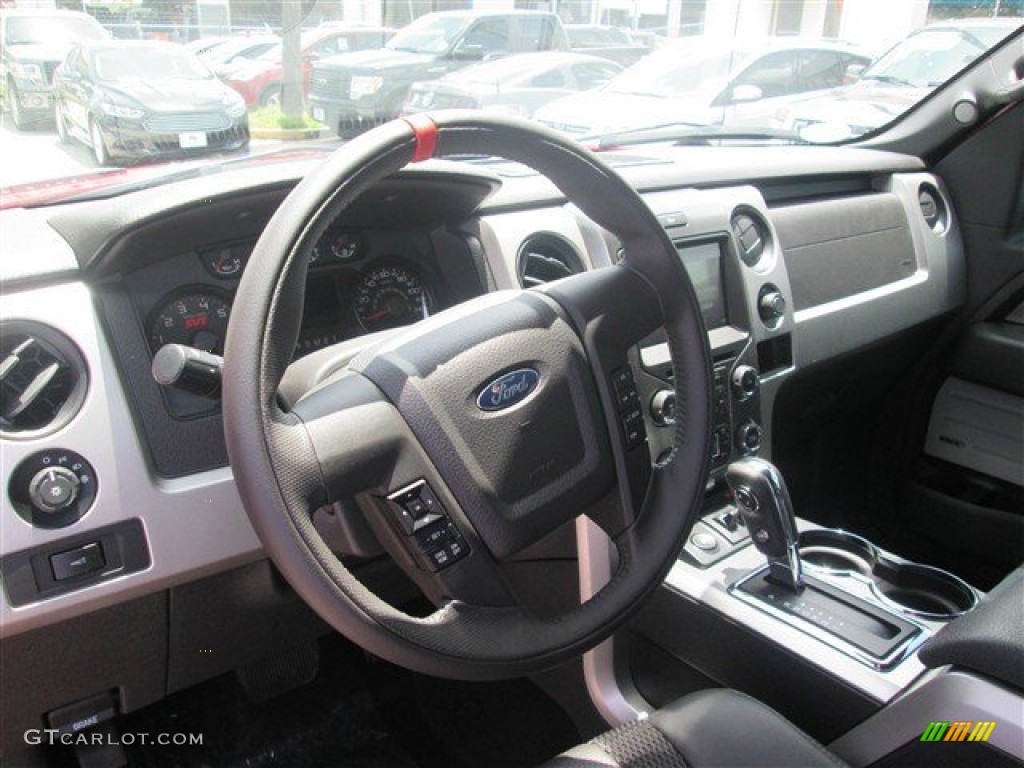 2014 Ford F150 SVT Raptor SuperCrew 4x4 Raptor Black Steering Wheel Photo #94523761