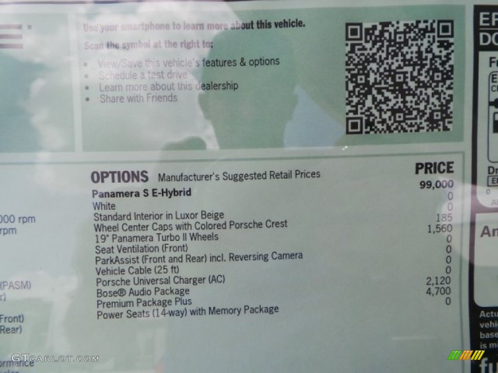 2014 Porsche Panamera S E-Hybrid Window Sticker Photo #94524045