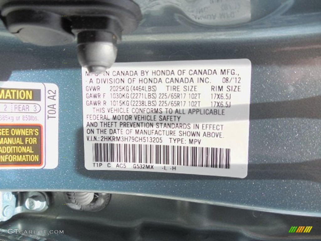 2012 Honda CR-V EX-L Color Code Photos