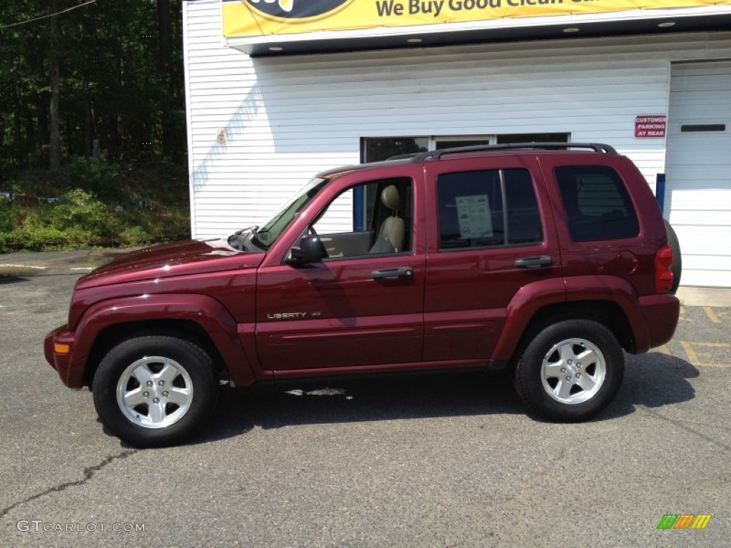 2003 Liberty Limited 4x4 - Dark Garnet Red Pearl / Light Taupe/Dark Slate Gray photo #20