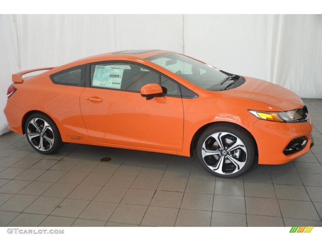 2014 Civic Si Coupe - Orange Fire Pearl / Black/Red photo #4