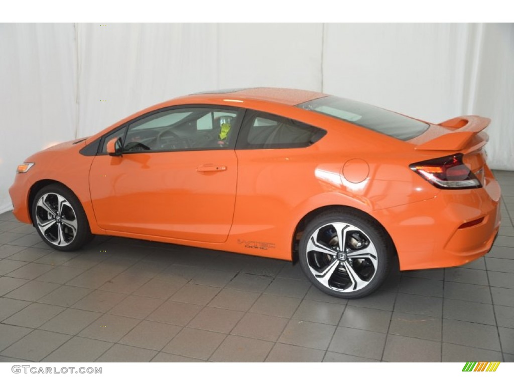 2014 Civic Si Coupe - Orange Fire Pearl / Black/Red photo #7