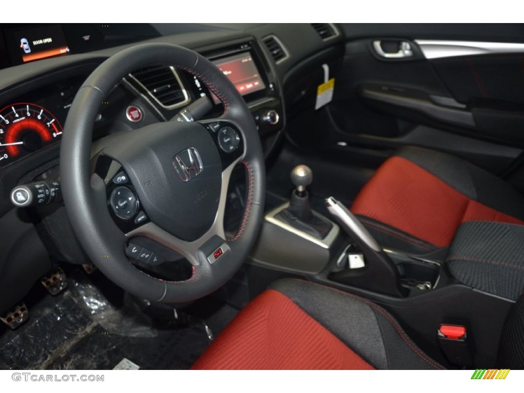 2014 Civic Si Coupe - Orange Fire Pearl / Black/Red photo #9