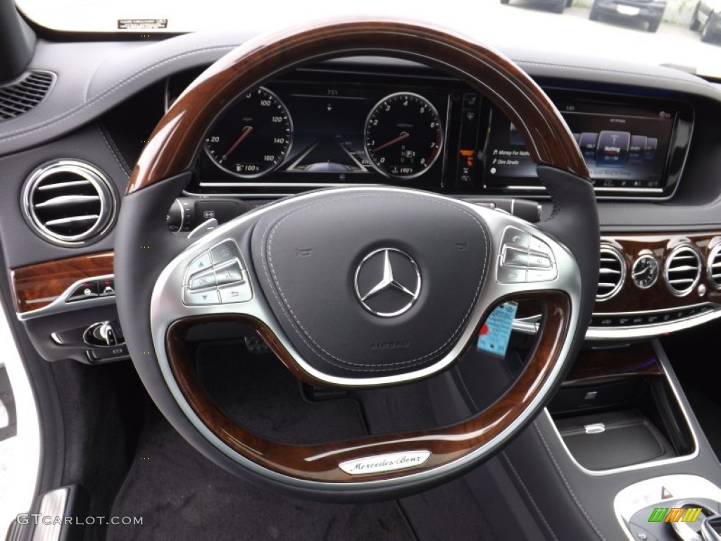 2015 Mercedes-Benz S 550 4Matic Sedan Black Steering Wheel Photo #94545111