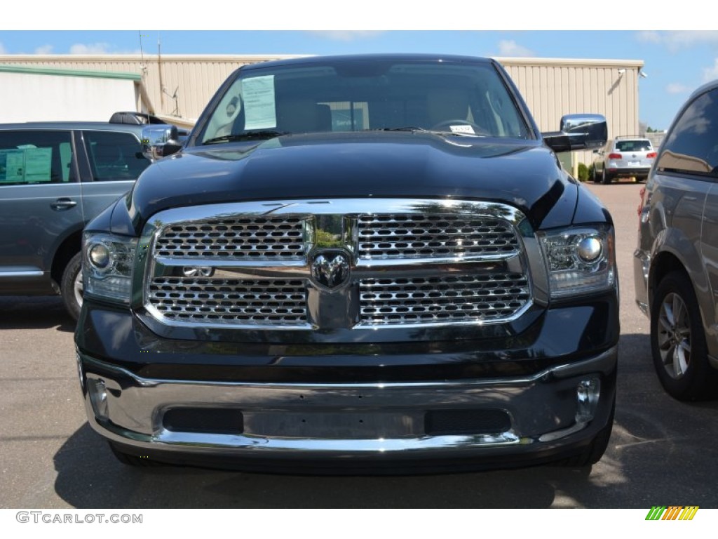 2014 1500 Laramie Crew Cab 4x4 - Black / Canyon Brown/Light Frost Beige photo #6