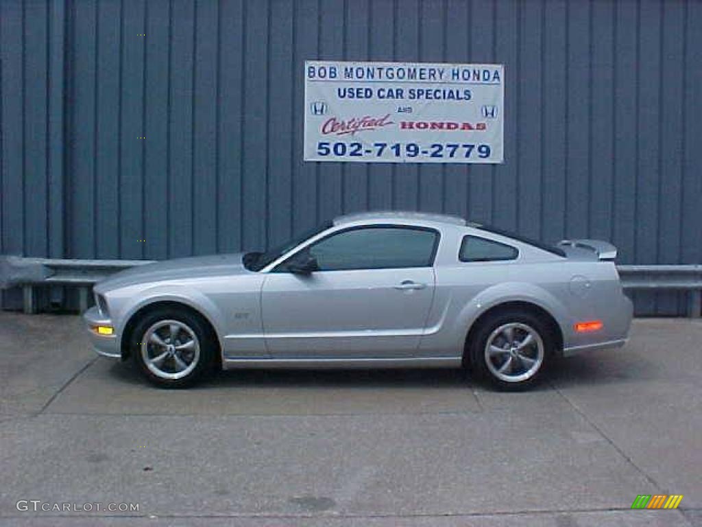 2006 Mustang GT Premium Coupe - Satin Silver Metallic / Red/Dark Charcoal photo #1
