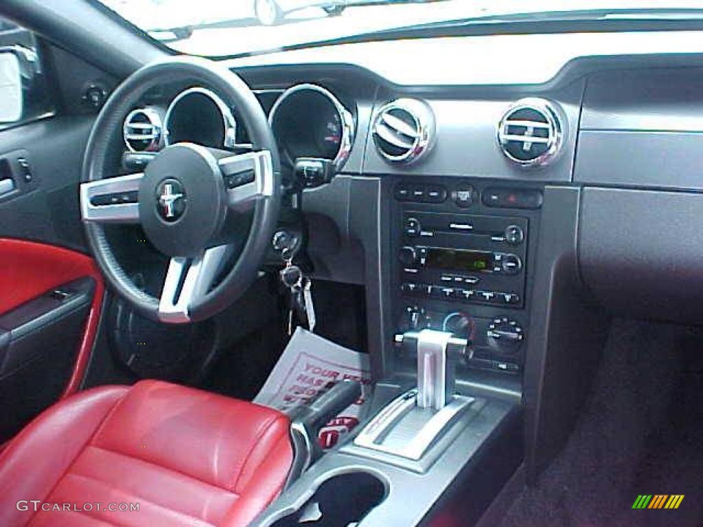 2006 Mustang GT Premium Coupe - Satin Silver Metallic / Red/Dark Charcoal photo #12