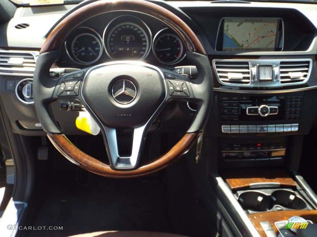 2014 Mercedes-Benz E E250 BlueTEC 4Matic Sedan Chestnut Brown/Black Steering Wheel Photo #94557067