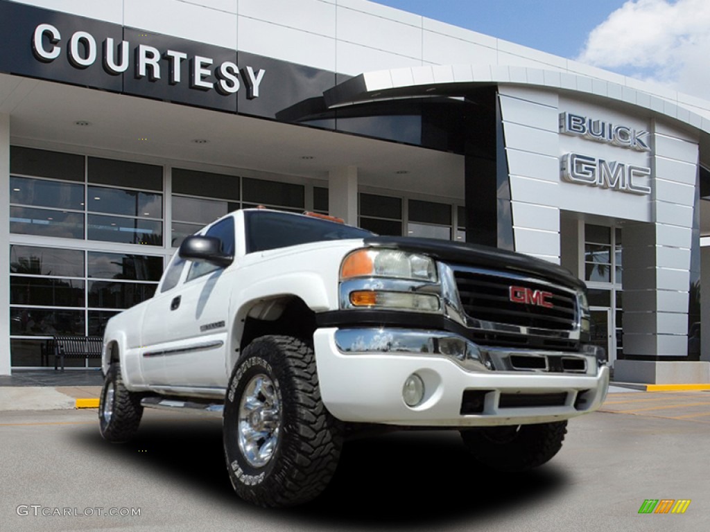 2004 Sierra 2500HD SLE Extended Cab 4x4 - Summit White / Neutral photo #1