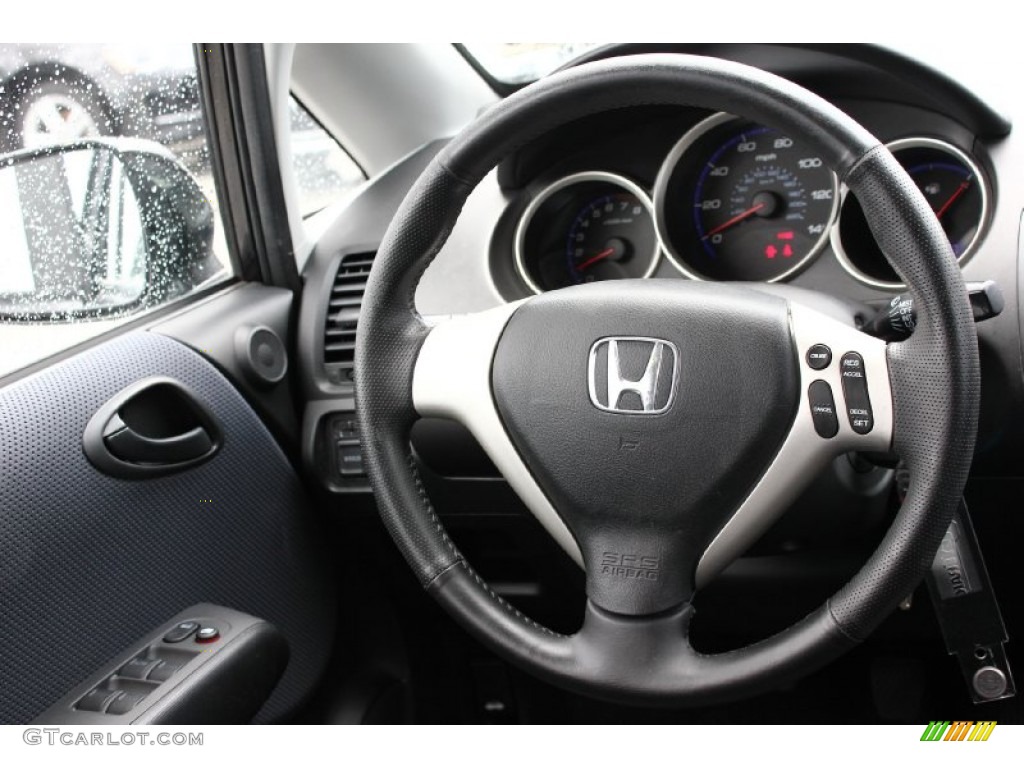 2007 Honda Fit Sport Black Steering Wheel Photo #94566223