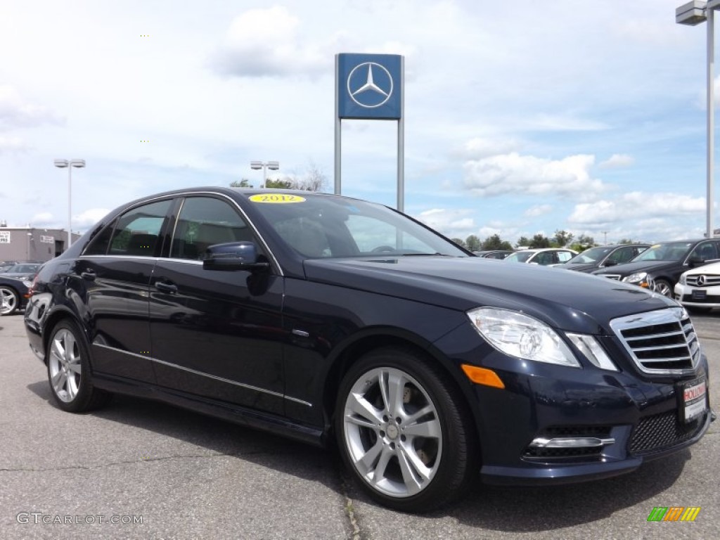 2012 E 350 4Matic Sedan - Lunar Blue Metallic / Almond/Mocha photo #3