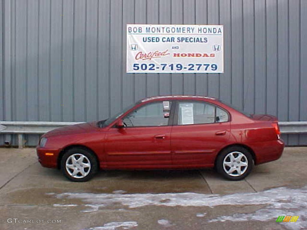 2004 Elantra GLS Sedan - Crimson Dark Red / Gray photo #1