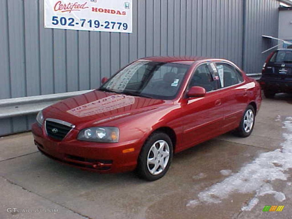 2004 Elantra GLS Sedan - Crimson Dark Red / Gray photo #2