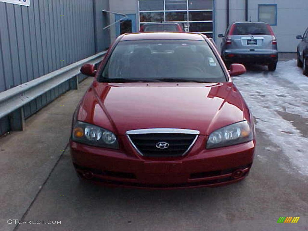 2004 Elantra GLS Sedan - Crimson Dark Red / Gray photo #3