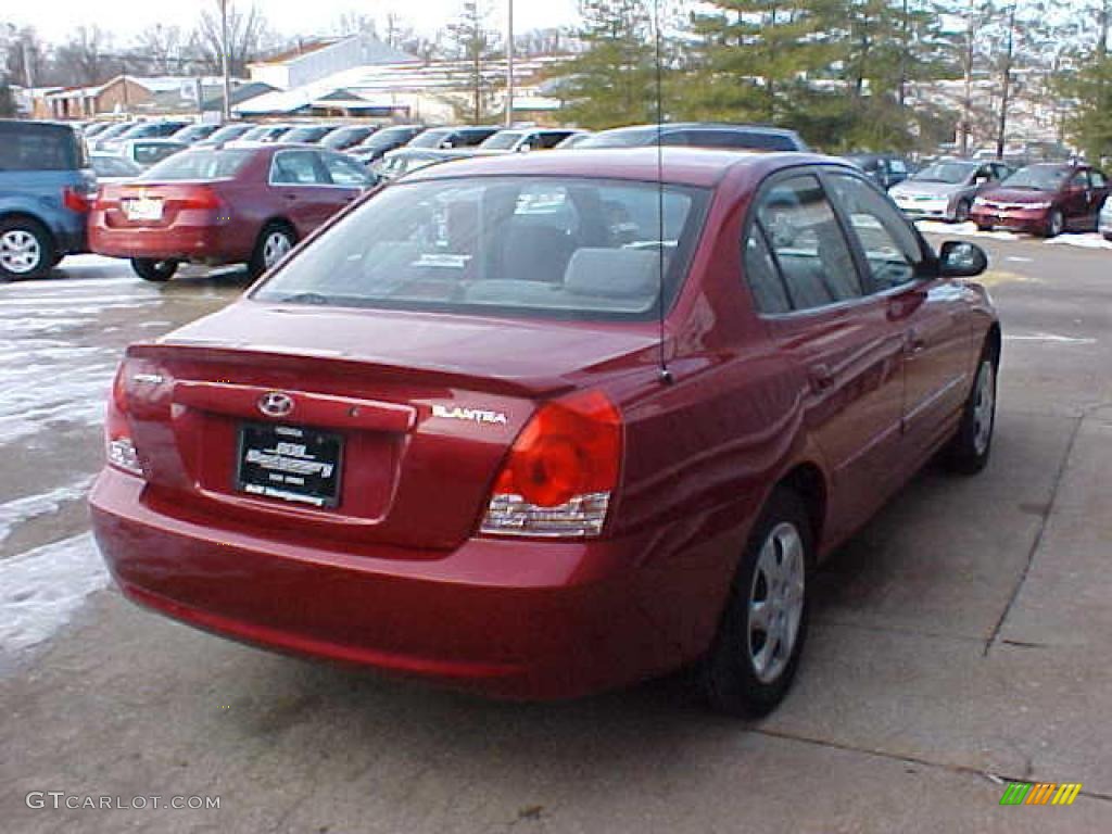 2004 Elantra GLS Sedan - Crimson Dark Red / Gray photo #9