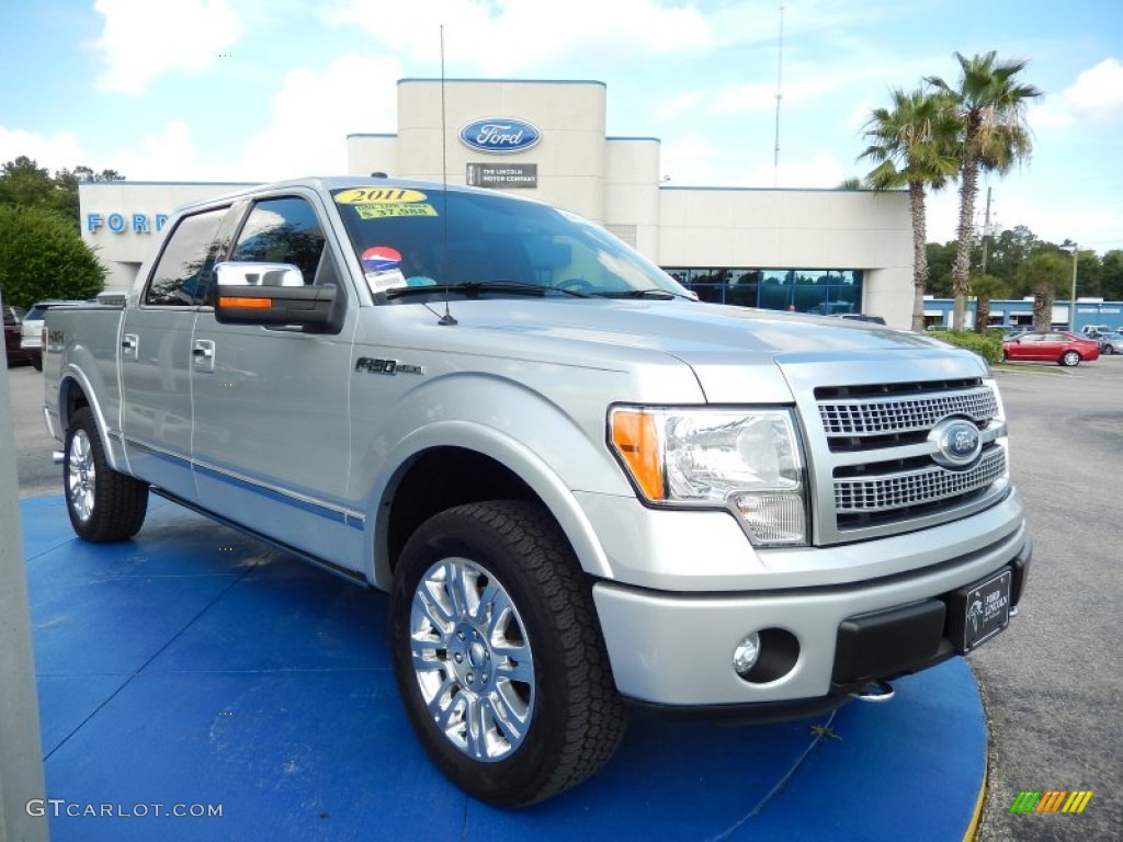 2011 F150 Platinum SuperCrew 4x4 - Ingot Silver Metallic / Sienna Brown/Black photo #8