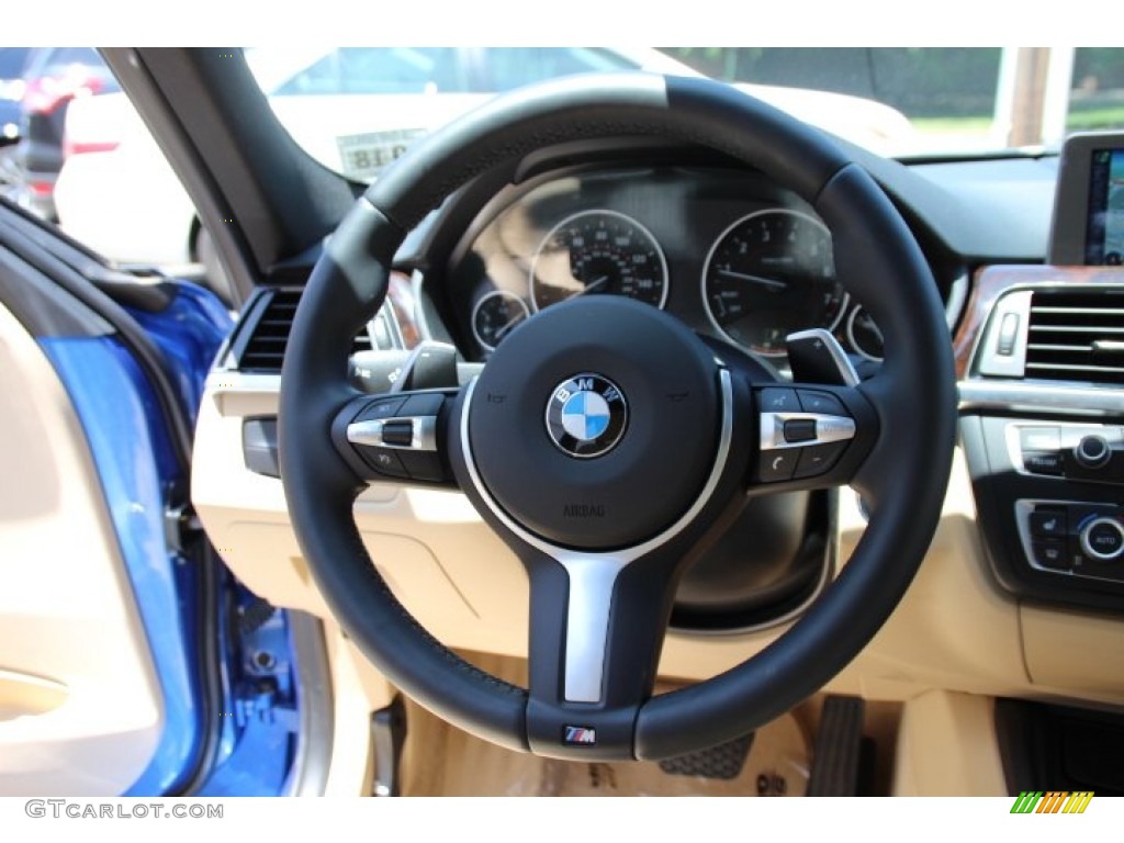 2014 BMW 3 Series 328i xDrive Sedan Venetian Beige Steering Wheel Photo #94580113