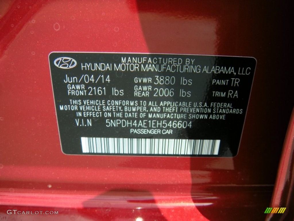 2014 Elantra SE Sedan - Red / Gray photo #32